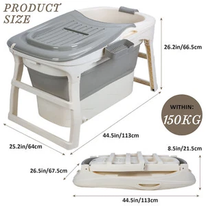 Large Freestanding Surround Collapsible Tub, Heightened Foldable Bathtub - Picture 1 of 16