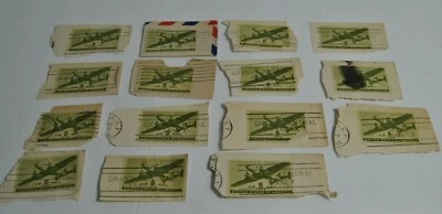 1941-44 US AIR MAIL 8 Cent Twin-Motored Transport Plane Stamps SC# C28 USED - Image 1 of 4