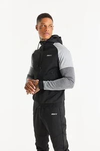 SikSilk Mens Brand Carrier Zip Through Jacket - Black / Grey Medium - Picture 1 of 5