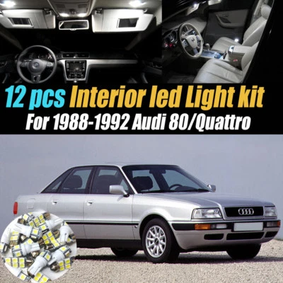 Paquete de kit de bombillas LED interiores súper blancas de 12 piezas para Audi 80/Quattro 88-92 Foto 1 de 4