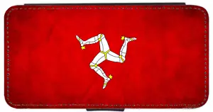 iPhone/Pixel/Galaxy Isle of Man flag Grunge Printed Flip/Wallet Case - Picture 1 of 9