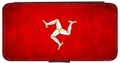 iPhone/Pixel/Galaxy Isle of Man flag Grunge Printed Flip/Wallet Case - Image 1 of 4