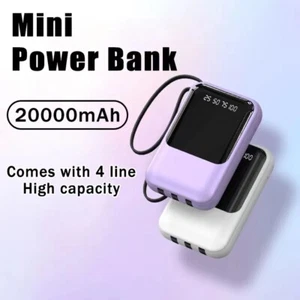20000 mAh mini banque d'alimentation charge rapide DEL batterie externe portable 2 câbles USB 4 - Photo 1 sur 16