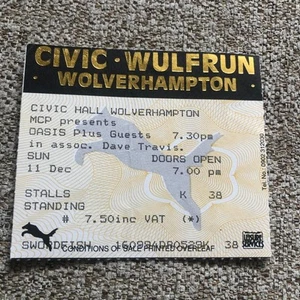 Oasis Ticket Civic Hall Wolverhampton 11.12.94 #K38 - Bild 1 von 1