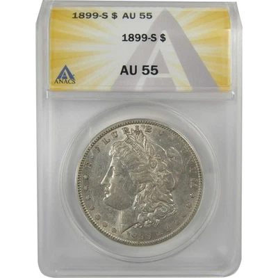 1899 S Morgan Dollar AU 55 ANACS Silver $1 Coin SKU:I20422 - Image 1 of 4