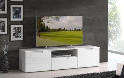 Lowboard TV-Unterschrank Wohnzimmer weiß Hochglanz 169cm - Bild 1 von 3