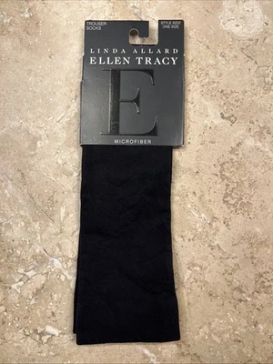 NWT Ellen Tracy Linda Allard Black Trouser Socks Microfiber - Image 1 of 2