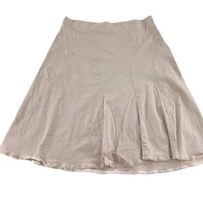 Falda midi Matty M para mujer beige línea A talla 10 algodón spandex Foto 1 de 4