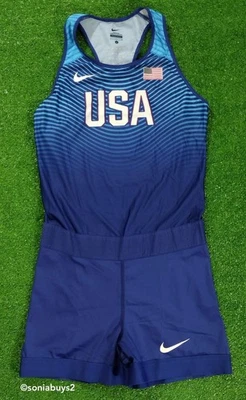Nike Mujer Pro Elite Equipo Edición EE. UU. Juegos Olímpicos Traje de Pista Velocidad, Azul, Talla L Foto 1 de 4