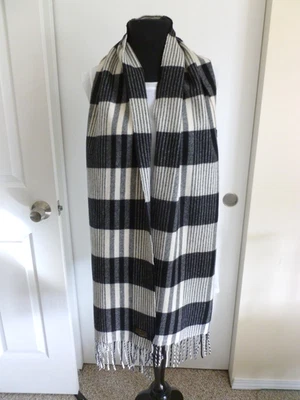 PENDLETON WOOLEN MILLS Scarf Blanket Oversized Wrap Oregon USA Black Plaid NWOT - Image 1 of 4