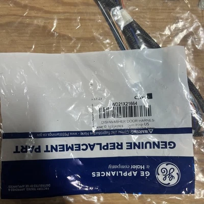 Nuevo arnés de cableado de puerta para lavavajillas genuino OEM GE WD21X21664 Foto 1 de 3