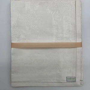 Irish Linen Damask Hem stitched Napkins Set Of 4 Chrysanthemum Pattern VTG New - Picture 1 of 4