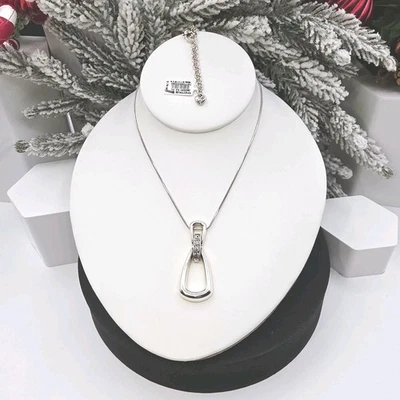 NWT Brighton Spectrum Loop Necklace Silver Plated Channel Set Crystal Pendant - Image 1 of 4