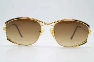 Vintage Sonnenbrille Fred JOYAU Gold Schwarz Eckig sunglasses Brille - Picture 1 of 6