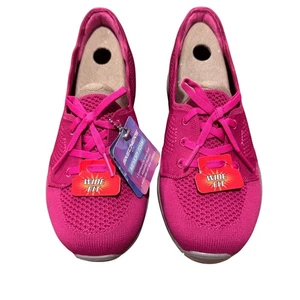 New Women's 6 W Skechers Seager Knit Wide Fit Training Sneakers Shoes Hot Pink - Picture 1 of 7