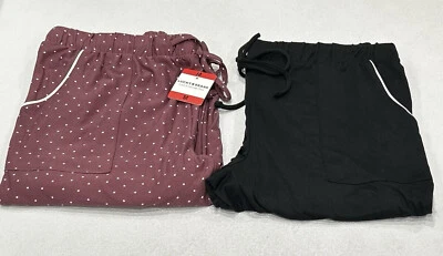 Lucky Brand Women's 2-Pack Lounge Pants, Black/Pink Dot, Size M - Image 1 of 4