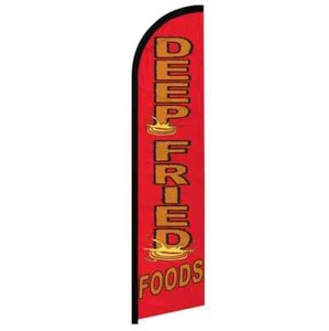 Deep Fried Foods Windless Full Sleeve Feather Advertising Fair Food Banner Flag - Picture 1 of 7