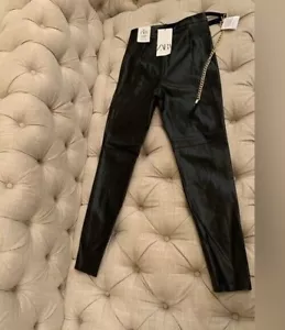 Zara Faux Leather Black Leggings Size XS - Picture 1 of 11
