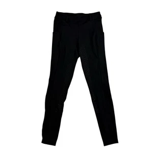BEROY Girls Black Equestrian Riding Pants Leggings Breeches Grippers Sz XL 14 - Picture 1 of 11