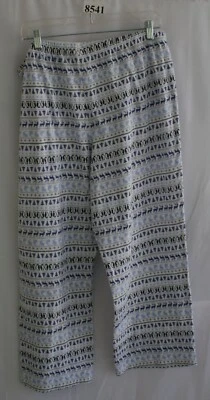 PANTALONES DE PIJAMA BLANCO AZUL DISEÑO GEO TALLA XXL #8541 Foto 1 de 4