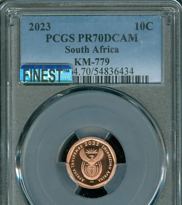 2023 SOUTH AFRICA 10 CENTS PCGS PR70 DCAM MAC SOLO FINEST SPOTLESS 1,000 MINTED - Image 1 of 2