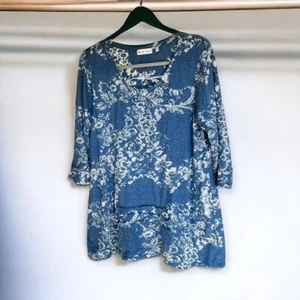 🌻Habitat blau-weiß gemustert Lagenlook leichte Tunika Top Gr. M. - Bild 1 von 7