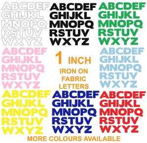 IRON ON FABRIC LETTERS!*NEW* ONE INCH SIZE * Multi Listing -19 Colours! Die Cut! - Picture 1 of 21