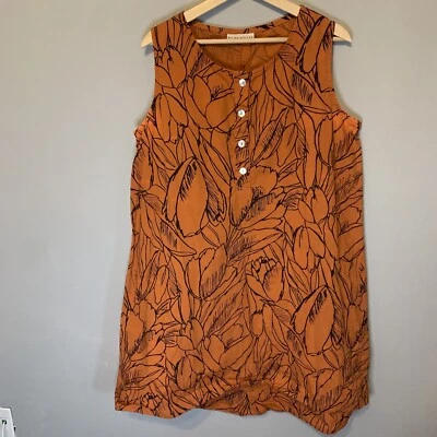 Vestido Bryn Walker Para Mujer M Floral Naranja Popover Tulipán Sin Mangas EE. UU. Lagenlook Foto 1 de 4