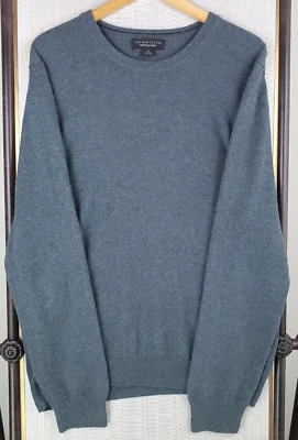 Suéter BLOOMINGDALES Talla XL Para Hombres 100% Cachemira Cuello Redondo Hilos Azules Suave Foto 1 de 4