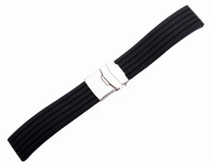 New Black Rubber Diver Watch Band Strap With Buckle For (FIT) -Breitling- - Picture 1 of 4