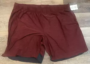 Athletic Works Knit Jersey Shorts Maroon Gray Elastic Waist Mens 3XL 48-50 - Picture 1 of 6