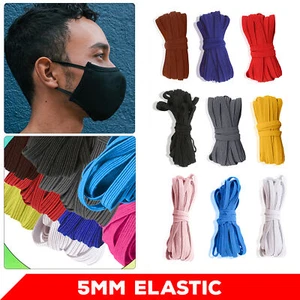 Coloured Elastic Cord Soft Stretch Stretchable 5mm Flat Choose Colour & Length - Picture 1 of 79