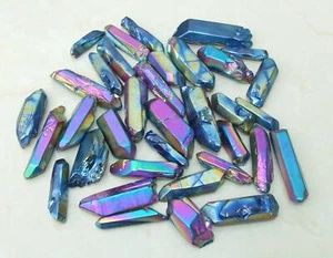 7 Lightly Polished Undrilled Bulk Aura Quartz Crystals Points, Titanium Quartz, - Picture 1 of 2