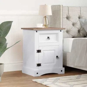 vidaXL Bedside Cabinet Mexican Pine Corona Range White 53x39x67 cmNew - Picture 1 of 11