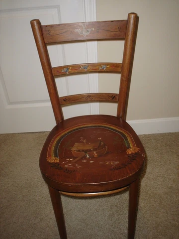 Antique Thonet Bentwood Cafe/Parlor Chair With Folk Art Painting By Jane McDowel Cover