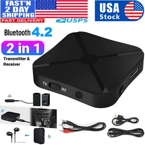 2 in 1 Bluetooth Transmitter Receiver Wireless Stereo Adapter for TV Car Audio - Picture 1 of 18