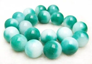 18mm Round Natural White Green Jade Loose Beads for Jewelry Making Strand 15'' - Picture 1 of 5
