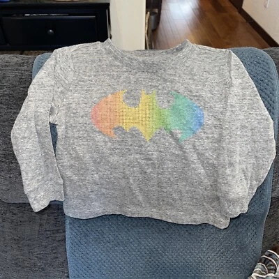 BOY'S DC BATMAN LOGO FRONT & BACK SUPERHERO LONG SLEEVE TEE SHIRT SIZE 2T NEW - Image 1 of 4