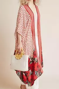 Anthropologie Bl^nk London Womens Polka Dot Floral Kimono Duster OS Cottage-Core - Picture 1 of 13