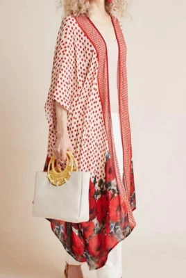 Anthropologie Bl^nk London Mujer Lunares Floral Kimono Plumero OS Cottage-Core Foto 1 de 4