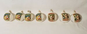 Lot Of 7 Set Vintage Disney MICKEY MOUSE MAGAZINE Glass Ball Ornament Christmas
