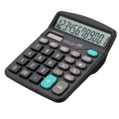 Solar Battery Desktop Calculator Basic 12-Digit Large Display Office Business - Image 1 of 4
