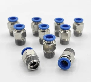 1/4 tube OD x 1/4 NPT One Touch push to connect air fitting, 10 pcs - Picture 1 of 2