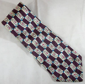 NORDSTROM Burgundy & Cream Paisley, Teal Silk Neck Tie 58" Long x 4" Wide (E863) - Picture 1 of 3