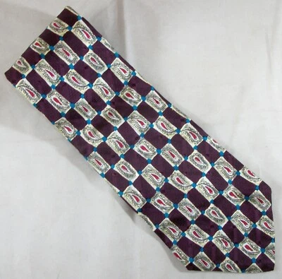 Corbata NORDSTROM Borgoña y Crema Cachemira, Verde Azulado Seda 58" Largo x 4" Ancho (E863) Foto 1 de 3