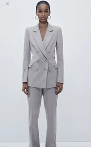 ZARA LINED BUTTON DOUBLE BREASTED BLAZER - Picture 1 of 16