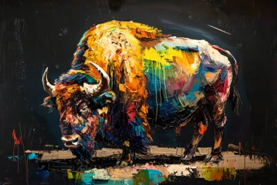 Abstraction Bison Picture Canvas Art -Home Decor Wall Art Print Poster Painting - Image 1 of 4