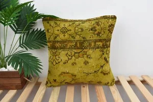 18"x18" Green Pillow Case, Vintage Kilim Pillow, Home Decor Pillow - Picture 1 of 6