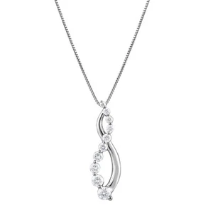 Valentine Gift 1/4 Ct Lab Grown Diamond Journey Pendant Necklace,Sterling Silver - Picture 1 of 5