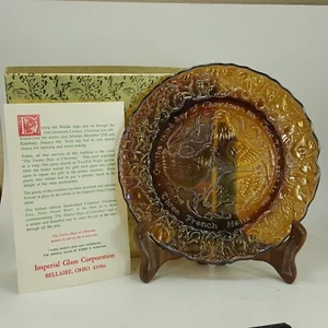 Imperial Tiara Carnival Glass Three French Hens Plate 12 Days Christmas XBHEP - Picture 1 of 12